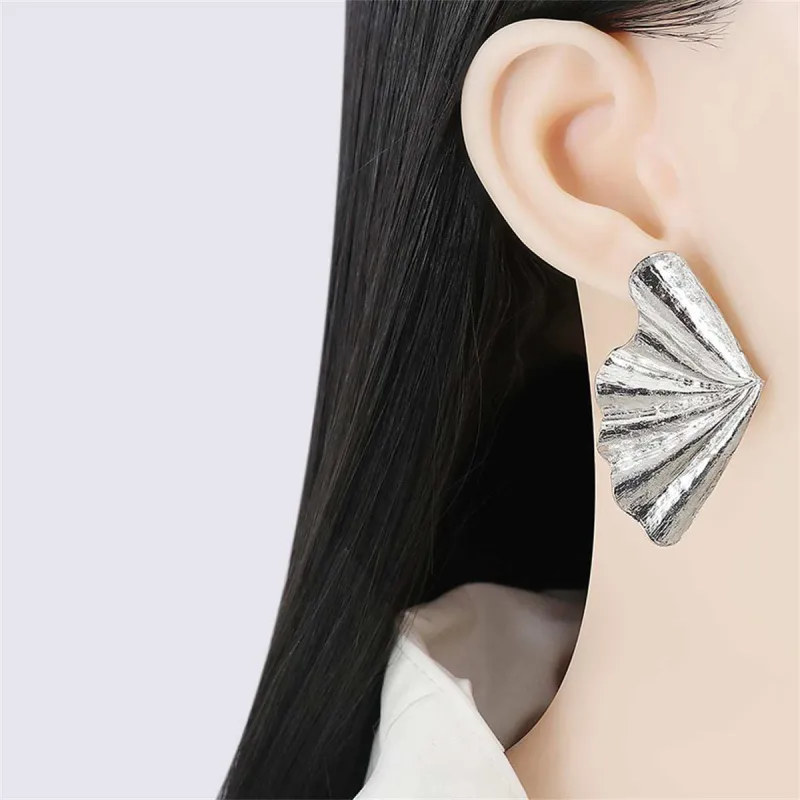 Silvertone Fan Stud Earrings made by Zulily