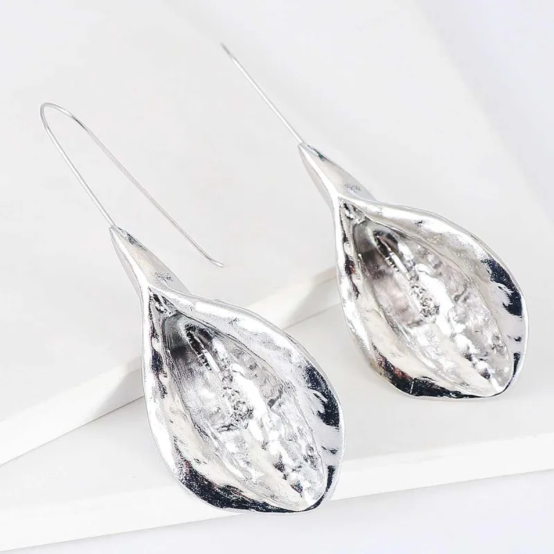 Silvertone Leaf Drop Earrings made by Zulily
