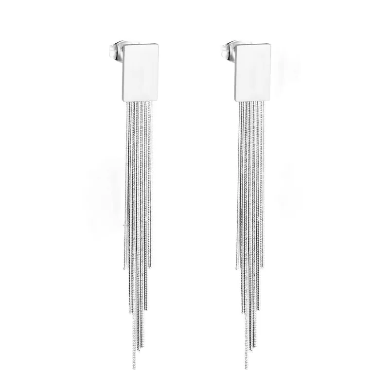 Silvertone Rectangle Tassel Drop Earrings made by Zulily
