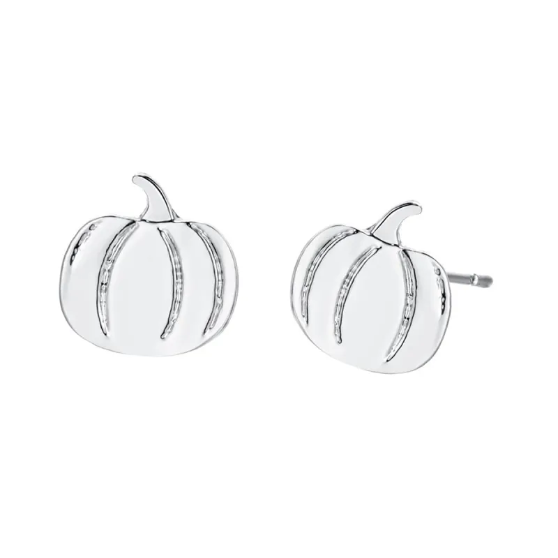 Silvertone Pumpkin Stud Earrings made by Zulily
