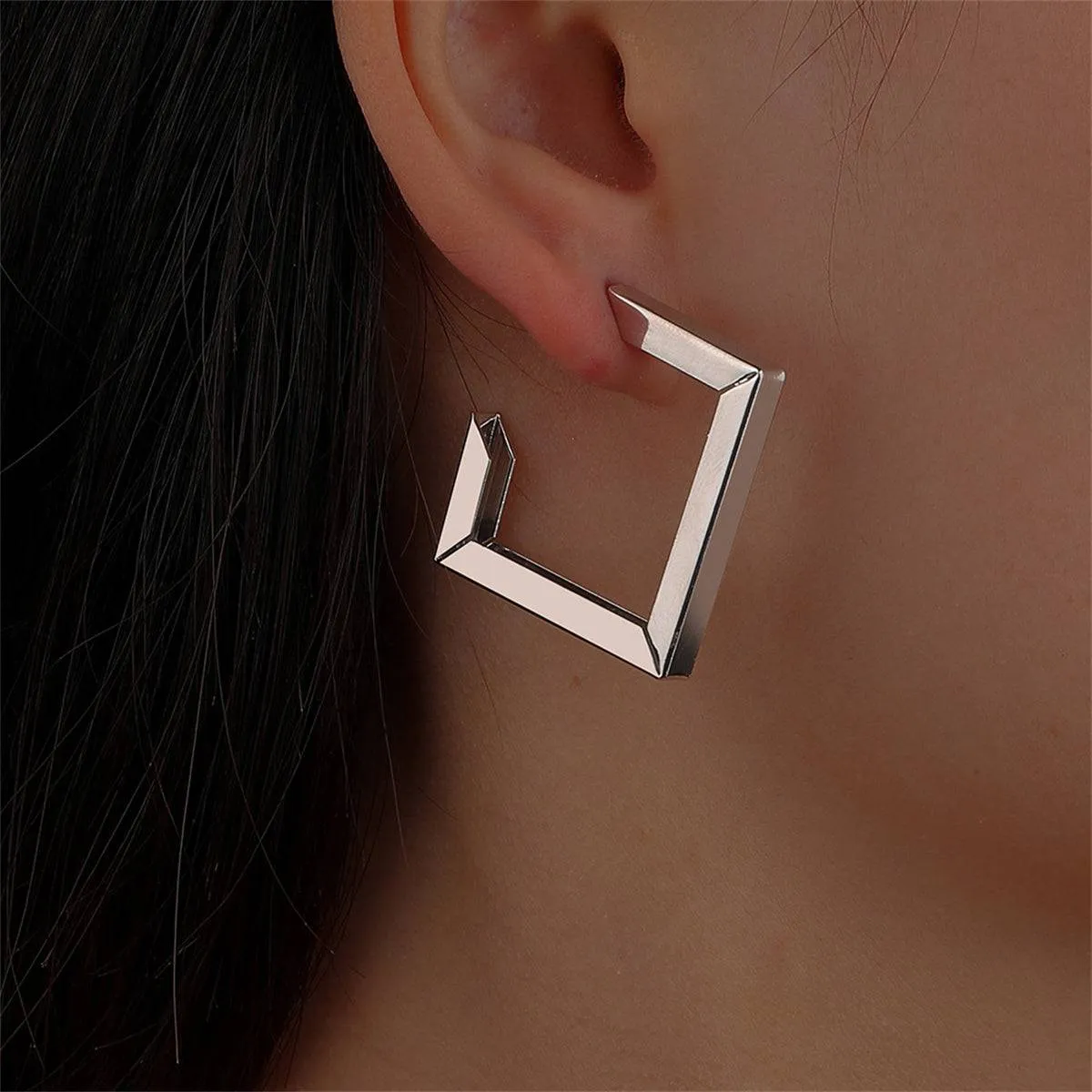 Silvertone Square Drop Earrings sold by Zulily
