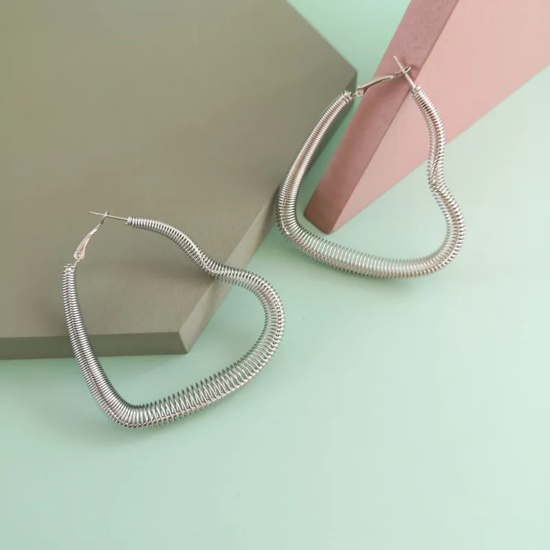 Silvertone Spring Open Heart Hoop Earrings made by Zulily