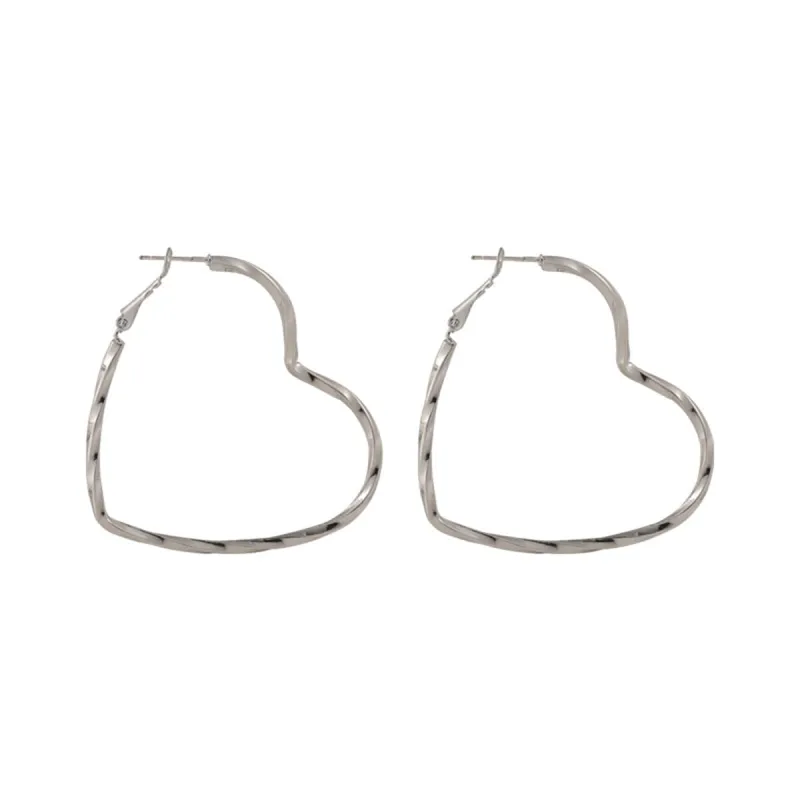 Silvertone Twisted Heart Hoop Earrings made by Zulily