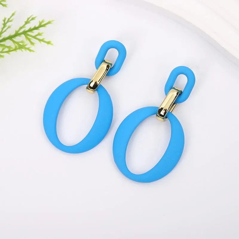 Sky Blue Enamel & Goldtone Openwork Oval Drop Earrings made by Zulily