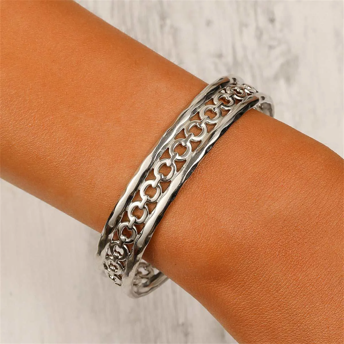 Stainless Steel Cable Cuff sold by Zulily