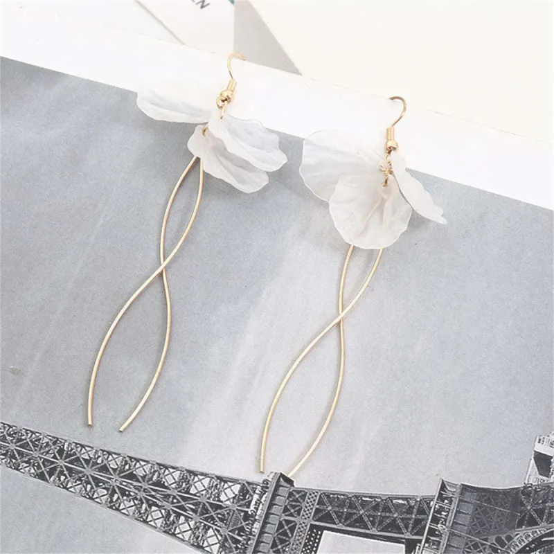 White Acrylic & Goldtone Petals Tassel Drop Earrings made by Zulily