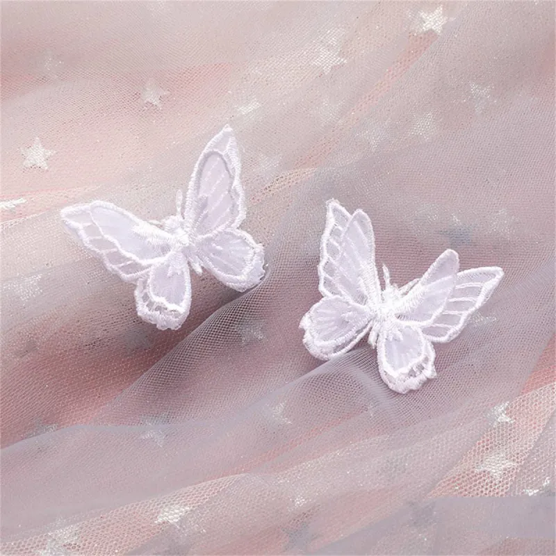 White Embroidered Butterfly Stud Earrings made by Zulily