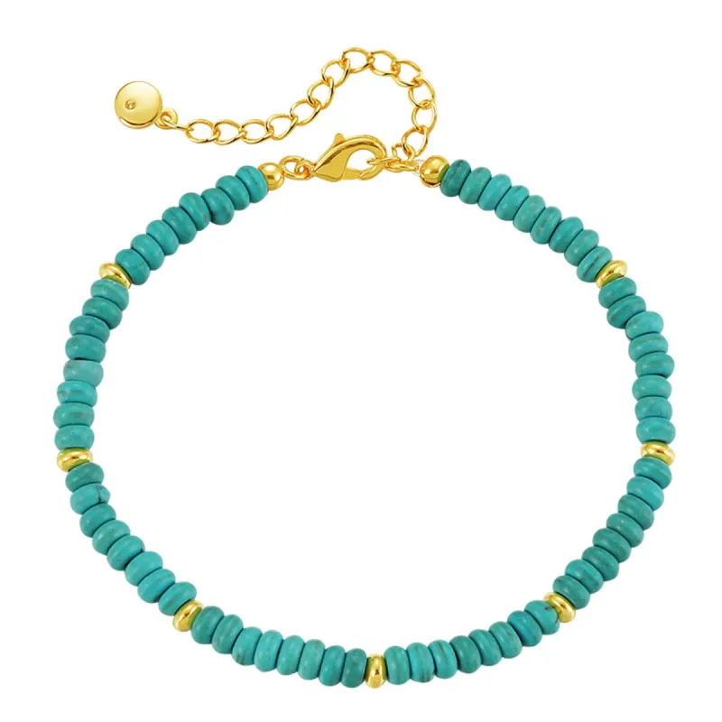Turquoise & Goldtone Beaded Bracelet made by Zulily