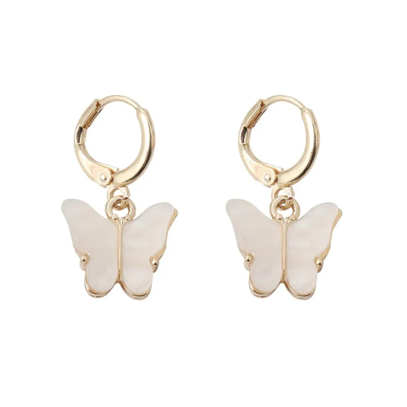 White Acrylic & Goldtone Butterfly Drop Earrings made by Zulily