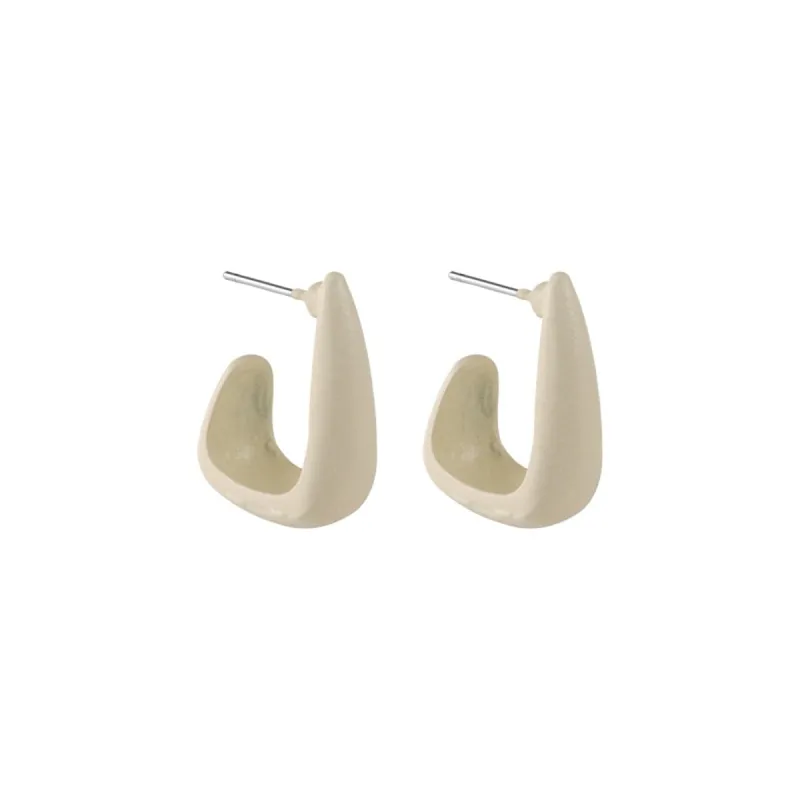 White Enamel & Silvertone U-Shape Huggie Earrings made by Zulily