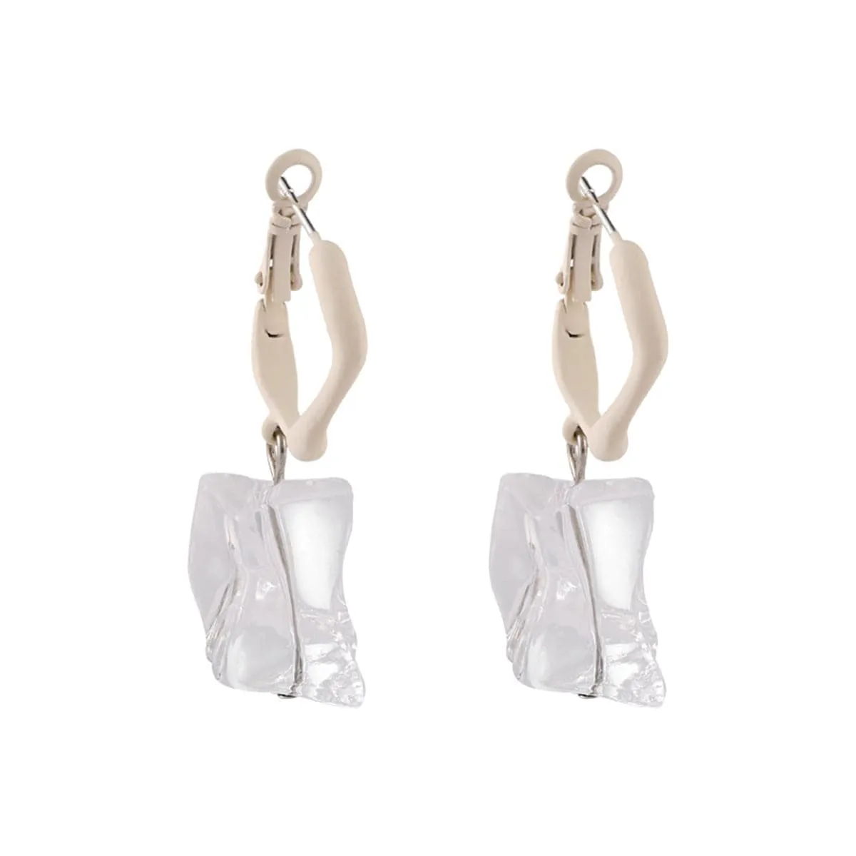 White Enamel & Ice Cube Drop Earrings sold by Zulily
