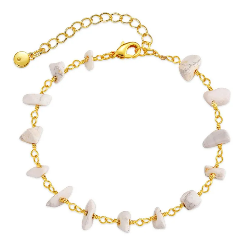 White Turquoise & Goldtone Bracelet made by Zulily
