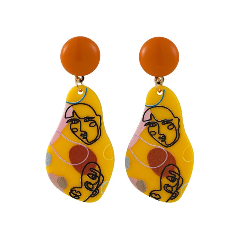 Yellow & Orange Drawing Geometric Drop Earrings made by Zulily