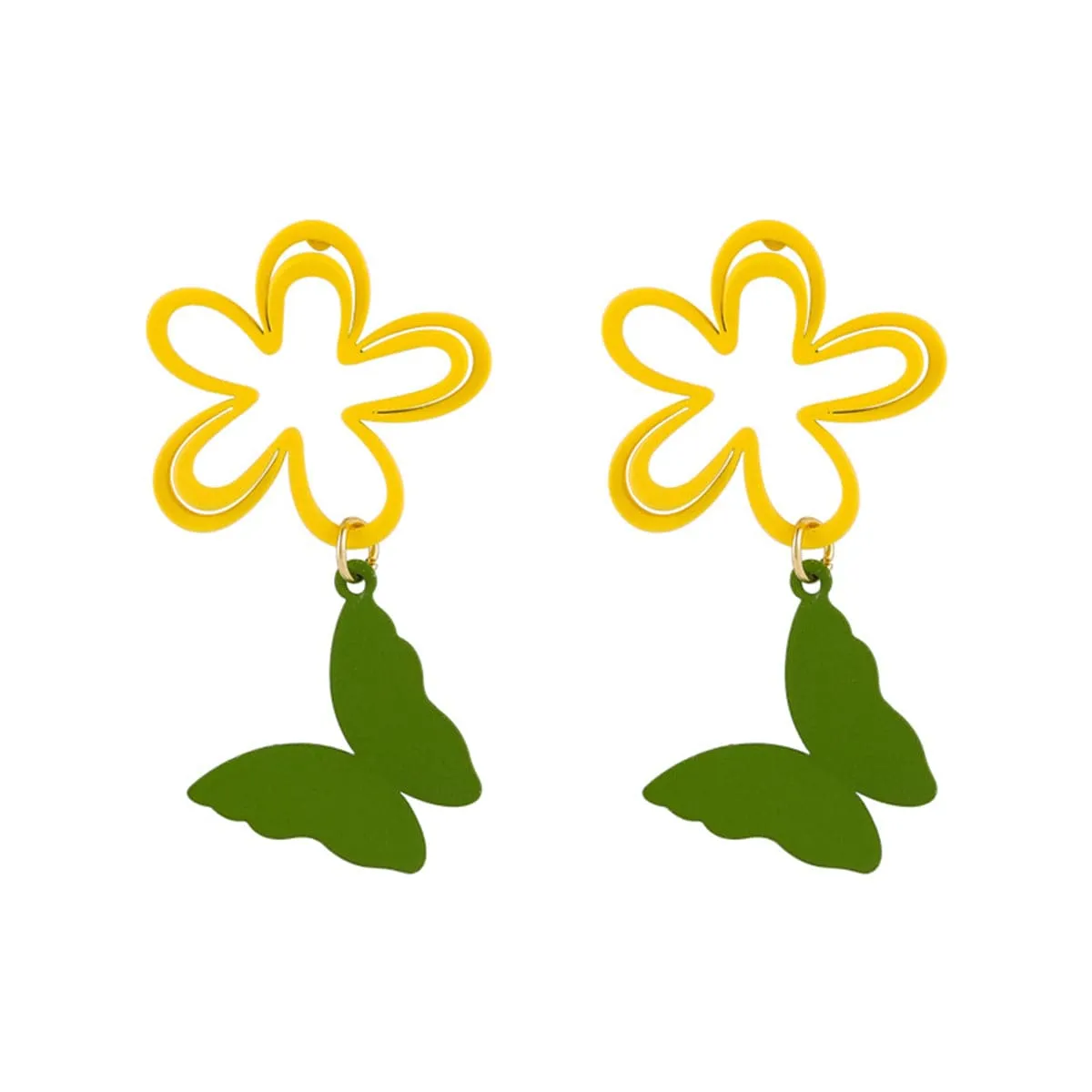 Yellow & Green Floral Butterfly Drop Earrings sold by Zulily