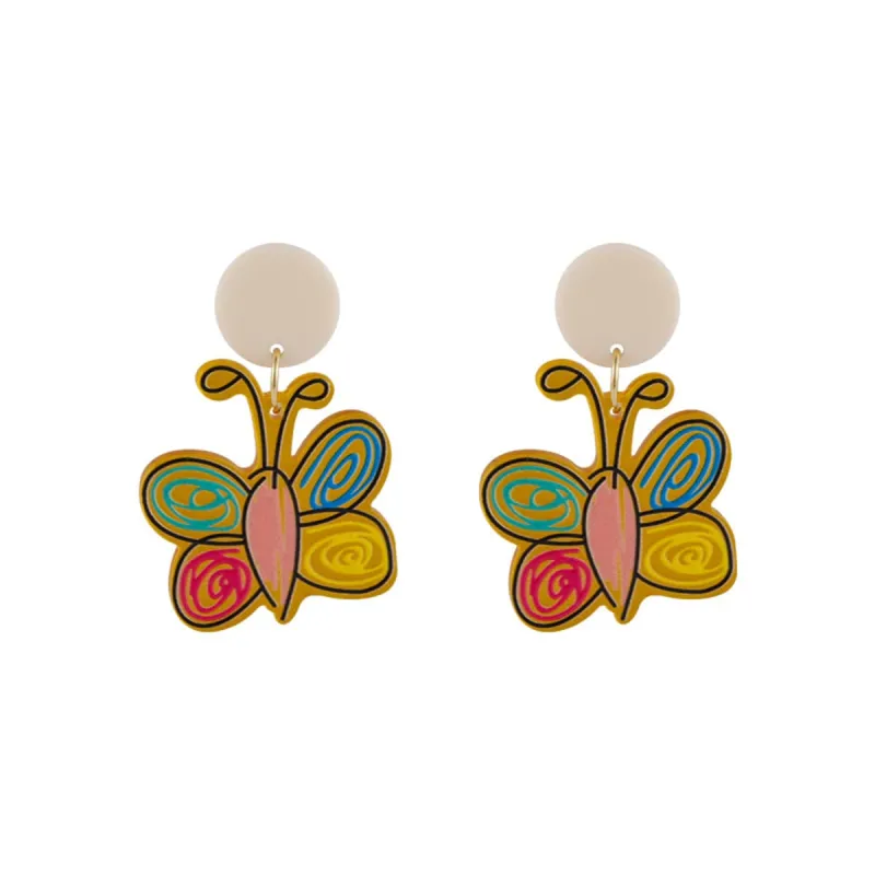 Yellow & Red Acrylic Tiered Butterfly Drop Earrings made by Zulily