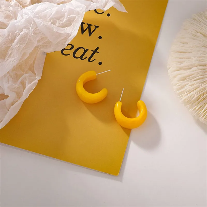 Yellow & Silvertone Half Hoop Earrings made by Zulily