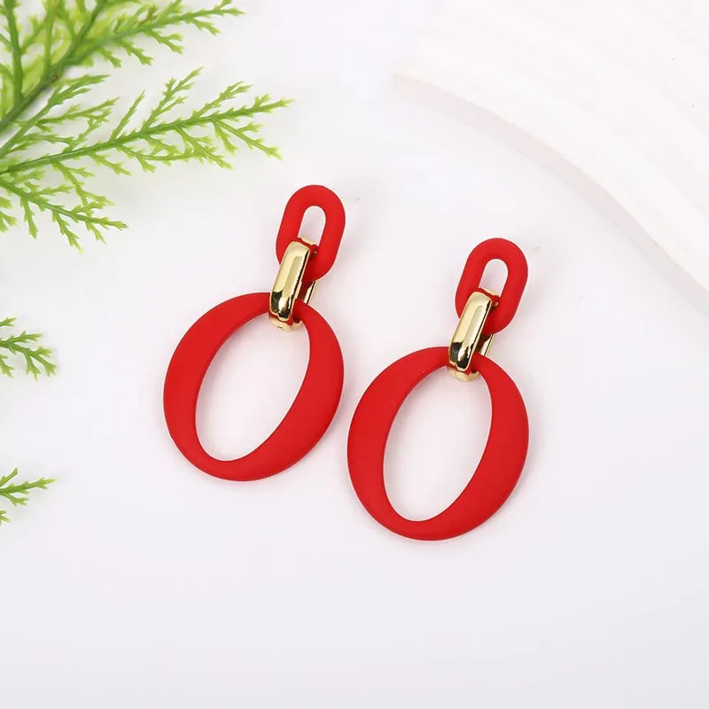 Wine Red Enamel & Goldtone Openwork Oval Drop Earrings made by Zulily