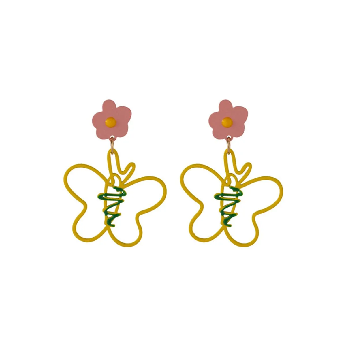 Yellow & Pink Flower Butterfly Drop Earrings sold by Zulily