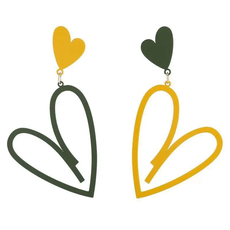 Yellow & Green Enamel Mismatching Heart Dangle Earring made by Zulily