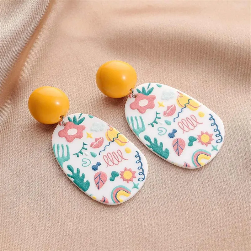 Yellow & Teal Botanical Oval Drop Earrings made by Zulily