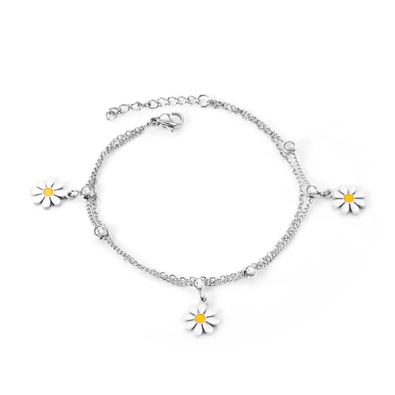Yellow & Stainless Steel Mum Bead Station Charm Bracelet made by Zulily