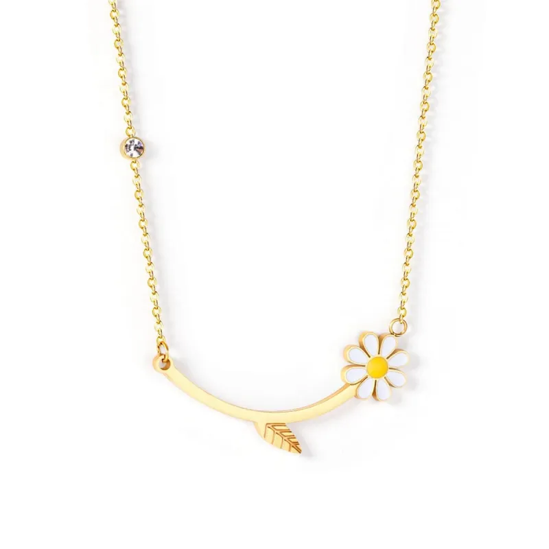 Yellow Enamel & Goldtone Cubic Zirconia-Accent Mum Bar Necklace made by Zulily