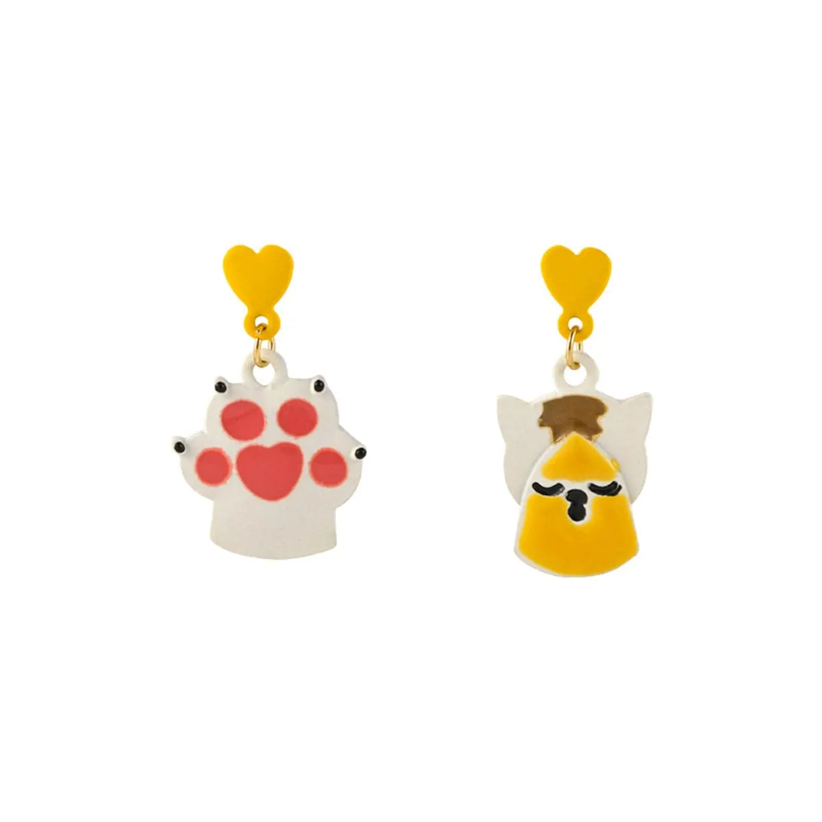 Yellow & White Cat & Paw Drop Earrings sold by Zulily