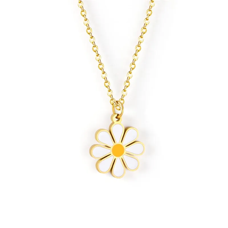 Yellow Enamel & Goldtone Mum Pendant Necklace made by Zulily
