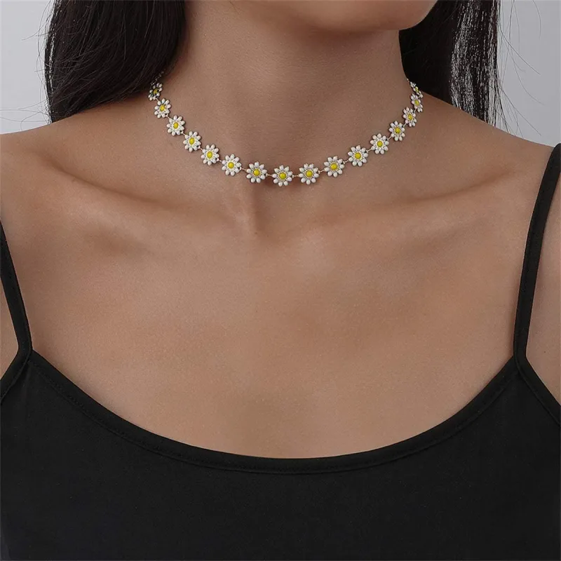 Yellow Enamel & Goldtone Mum Choker Necklace made by Zulily