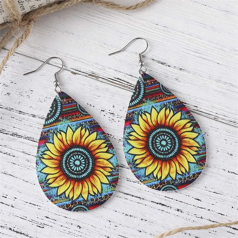 Yellow Polystyrene & Silvertone Sunflower Teardrop Earrings made by Zulily