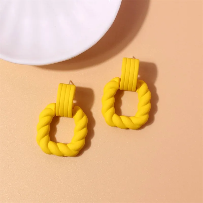 Yellow Resin & Silvertone Twine Square Drop Earrings made by Zulily