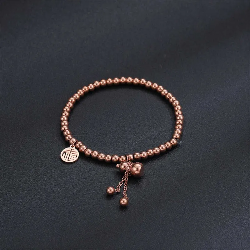 18K Rose Gold Calabash & Chinese Letter Charm Stretch Bracelet made by Zulily