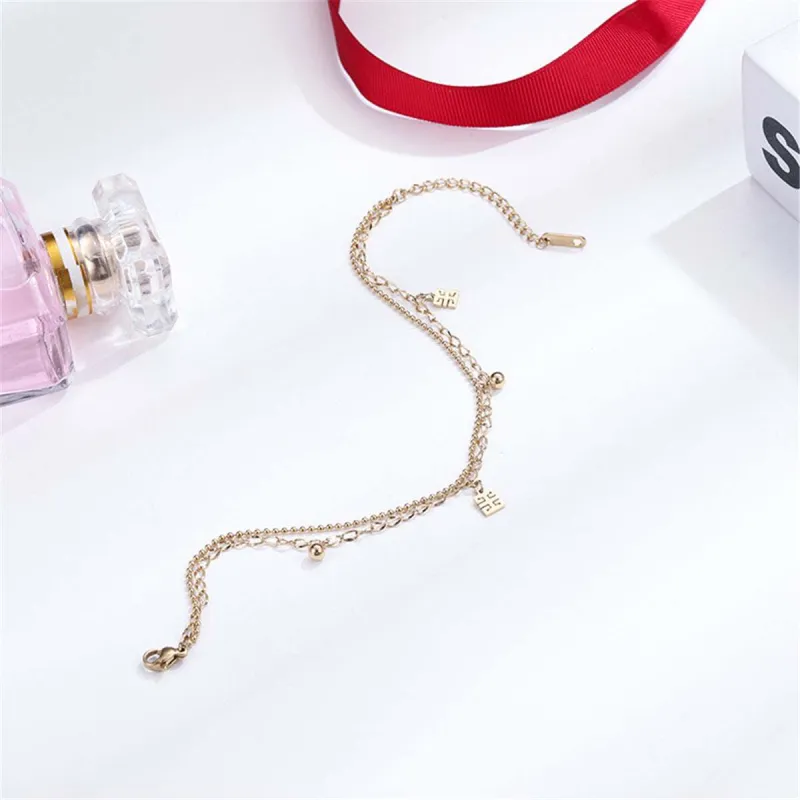 18K Rose Gold Chinese Letter Charm Layer Anklet made by Zulily