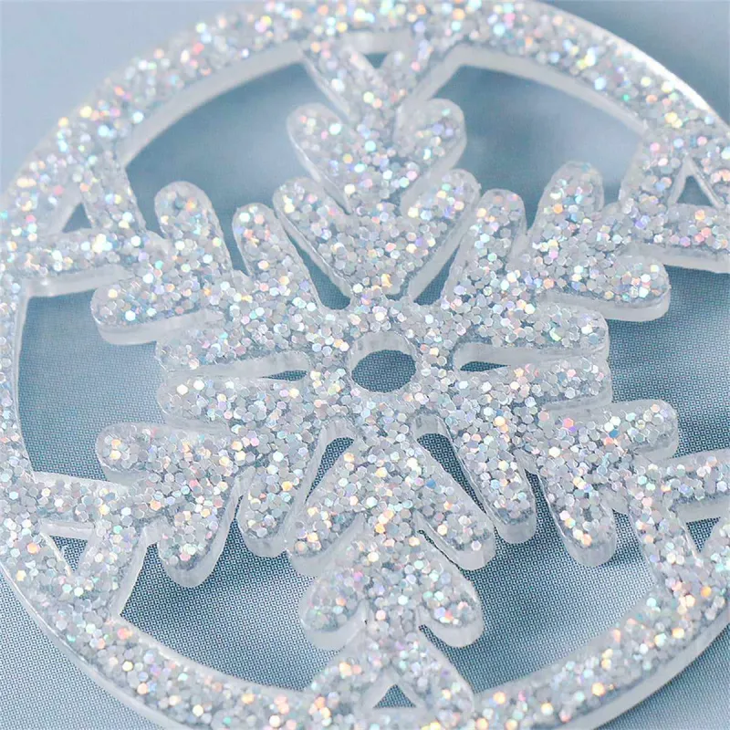 Acrylic & Silvertone Glitter Snowflake Circle Drop Earrings made by Zulily