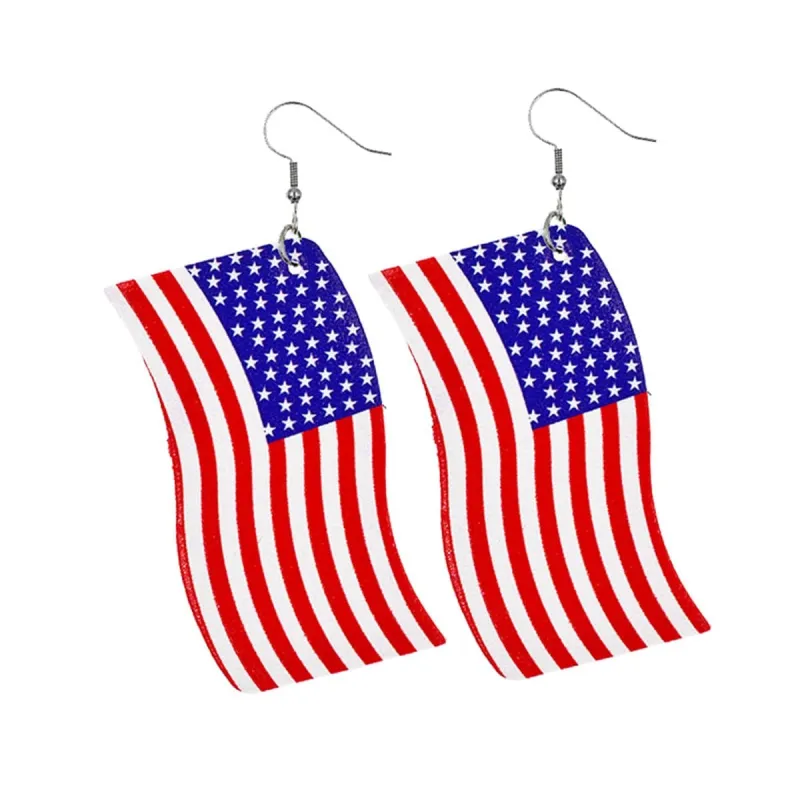 Blue & Red Polystyrene Wavy American Flag Drop Earrings made by Zulily