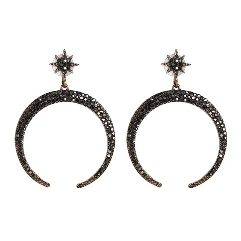 Black Cubic Zirconia Star & Moon Drop Earrings made by Zulily