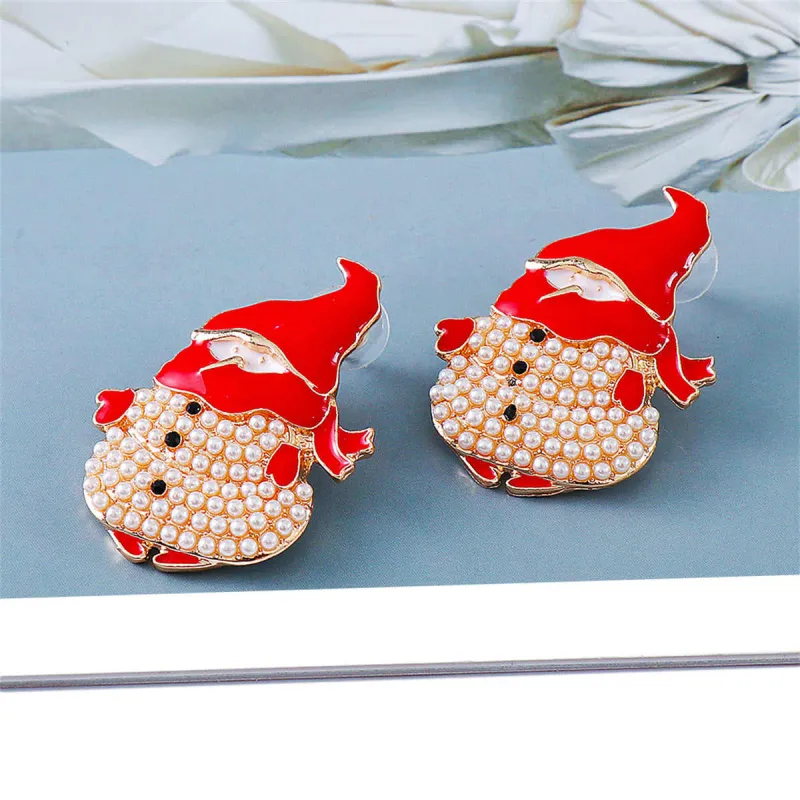Black Cubic Zirconia & Pearl Goldtone Snowman Stud Earrings made by Zulily