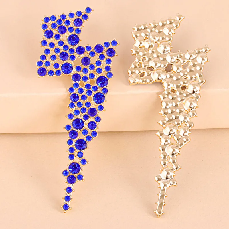 Blue Cubic Zirconia & Goldtone Lightning Stud Earrings made by Zulily