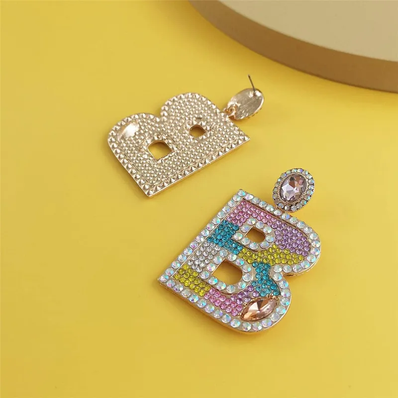 Blue & Pink Crystal & Cubic Zirconia 'B' Drop Earrings made by Zulily