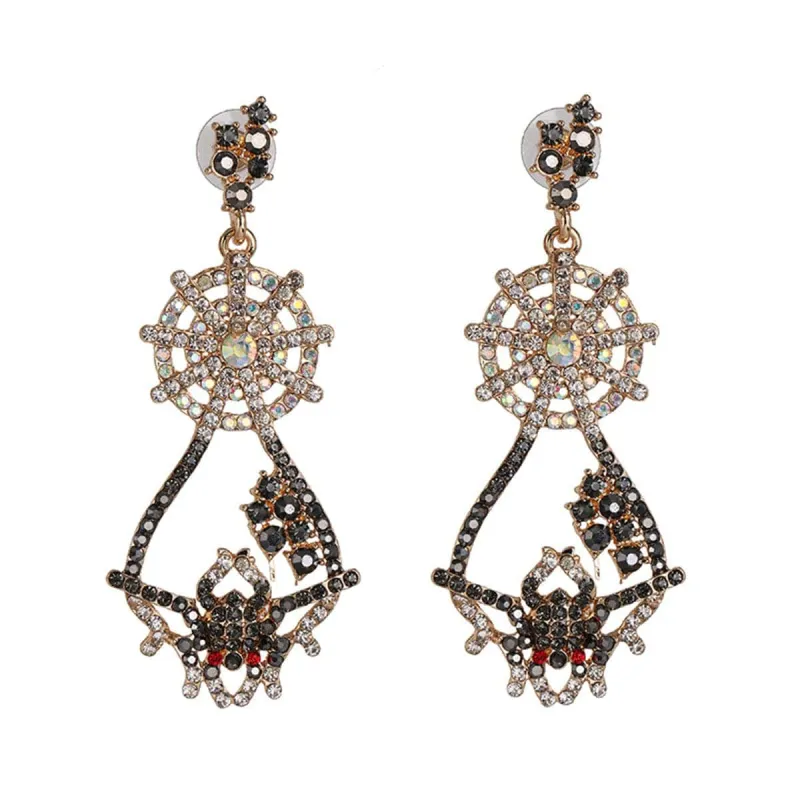 Black Cubic Zirconia Spider & Web Drop Earrings made by Zulily