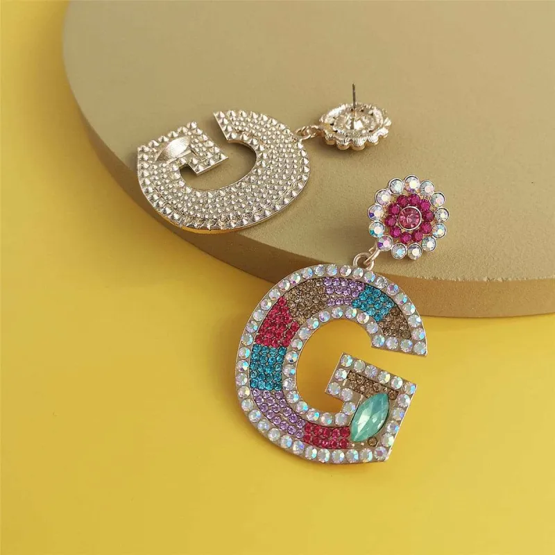 Blue & Pink Crystal & Cubic Zirconia 'G' Drop Earrings made by Zulily