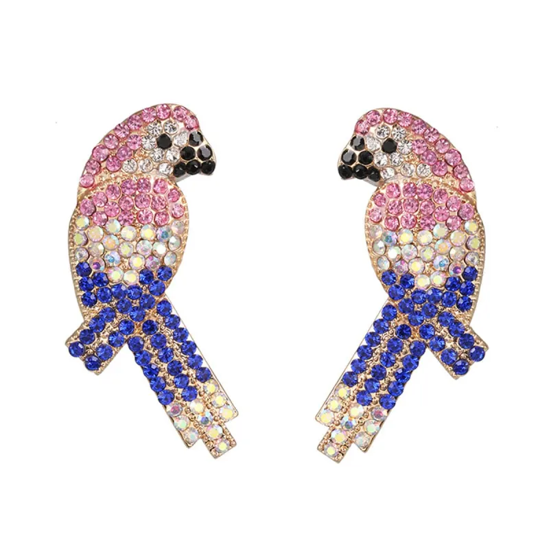Blue & Pink Cubic Zirconia Bird Stud Earrings made by Zulily