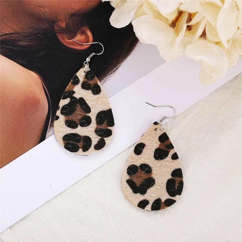 Black Gabardine Leopard-Print Drop Earrings made by Zulily