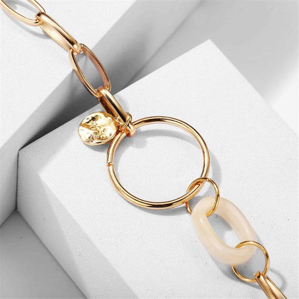 Beige Acrylic & Goldtone Cable Chain Bracelet sold by Zulily