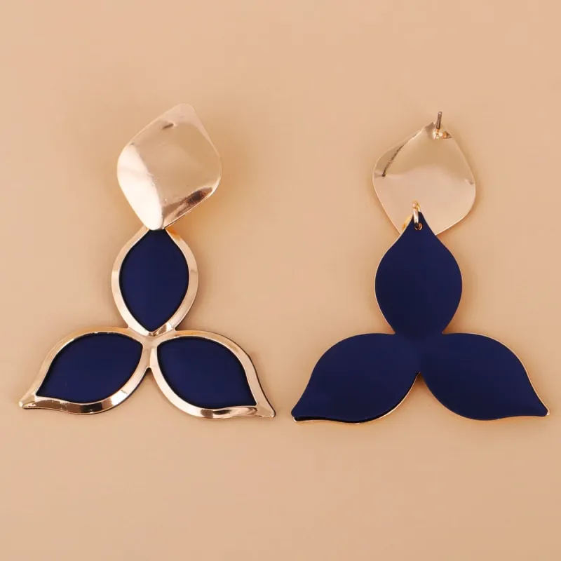 Blue Acrylic & Goldtone Flower Drop Earrings made by Zulily