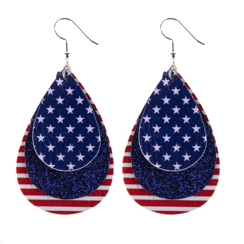 Blue & White Polystyrene Stars & Stripes Glitter Drop Earrings made by Zulily