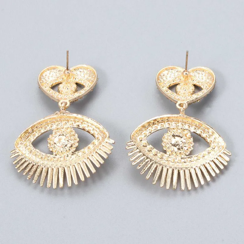 Black Cubic Zirconia & Goldtone Evil Eye Drop Earrings made by Zulily