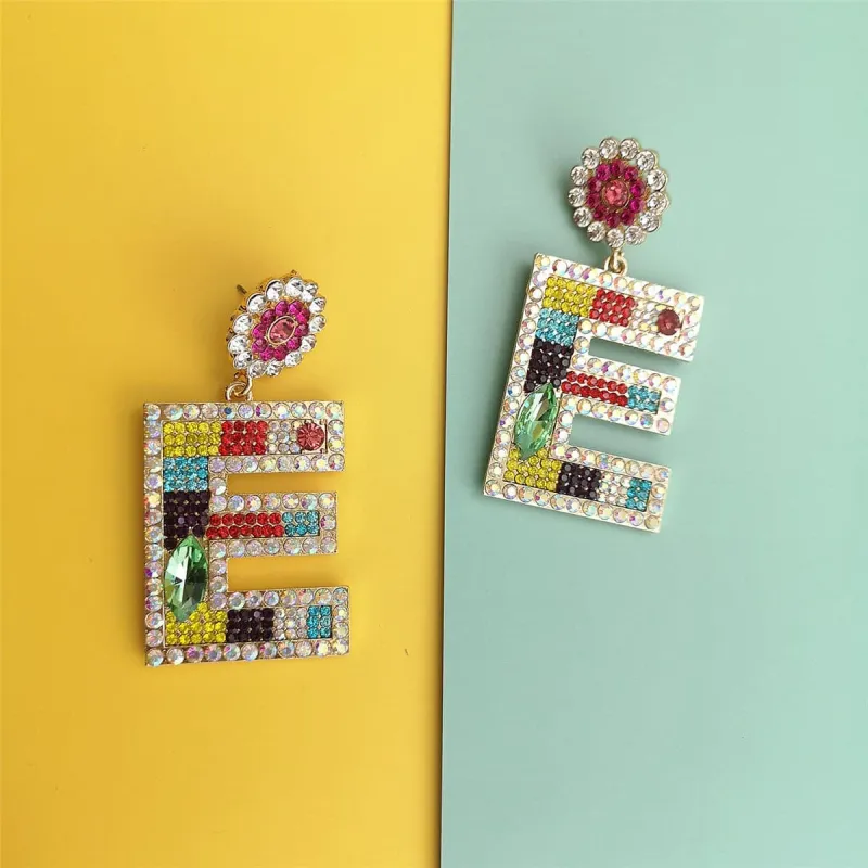 Blue & Pink Crystal & Cubic Zirconia 'E' Drop Earrings made by Zulily