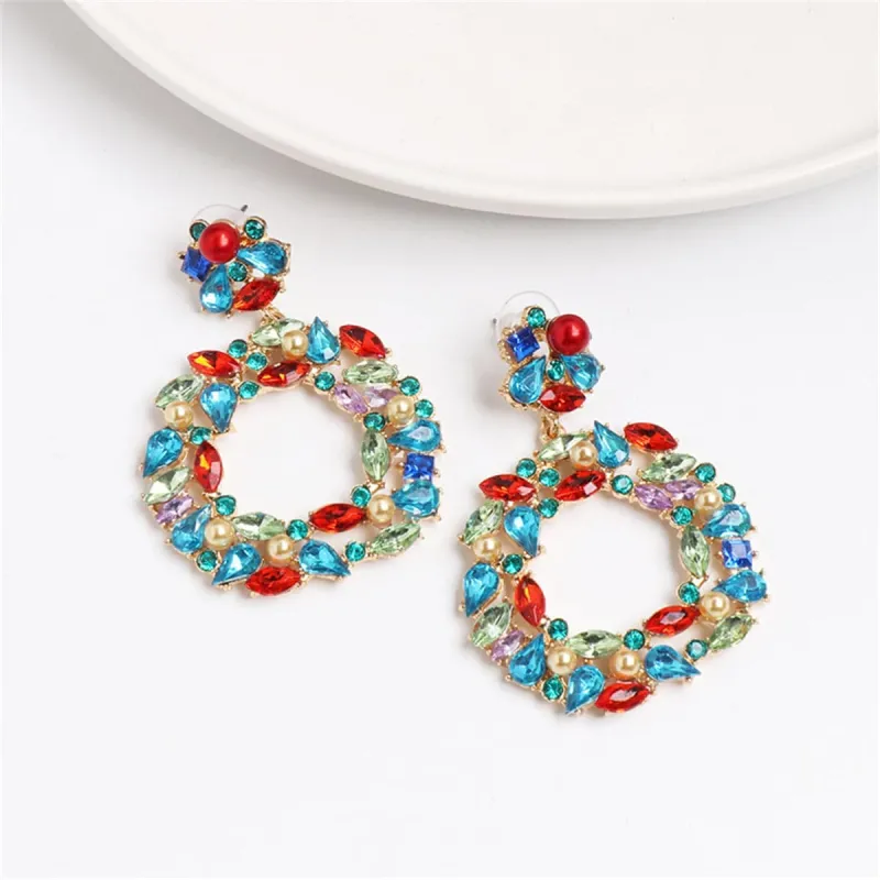 Blue Crystal & Cubic Zirconia Pearl Goldtone Open Drop Earrings made by Zulily