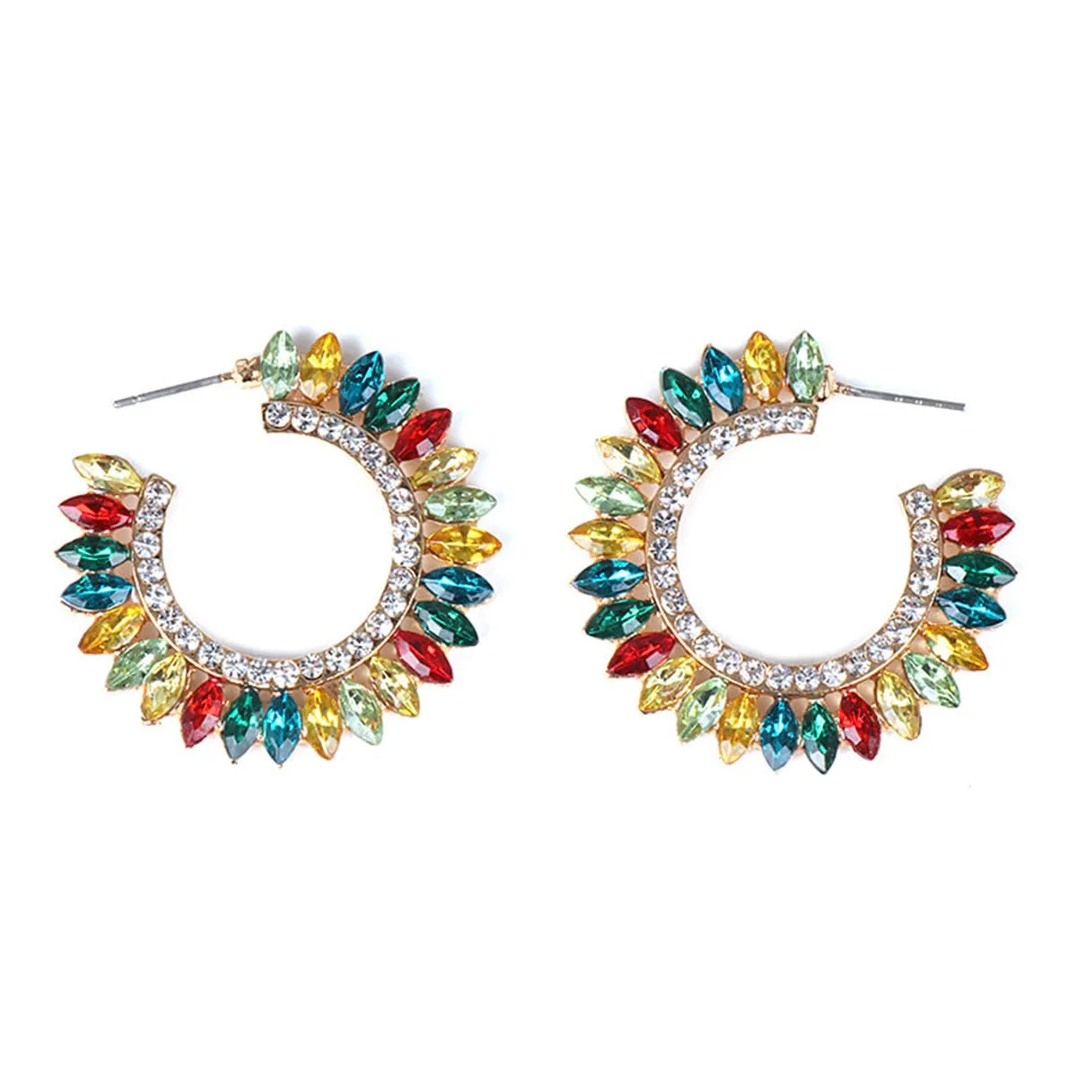 Blue & Red Crystal & Cubic Zirconia Hoop Earrings sold by Zulily